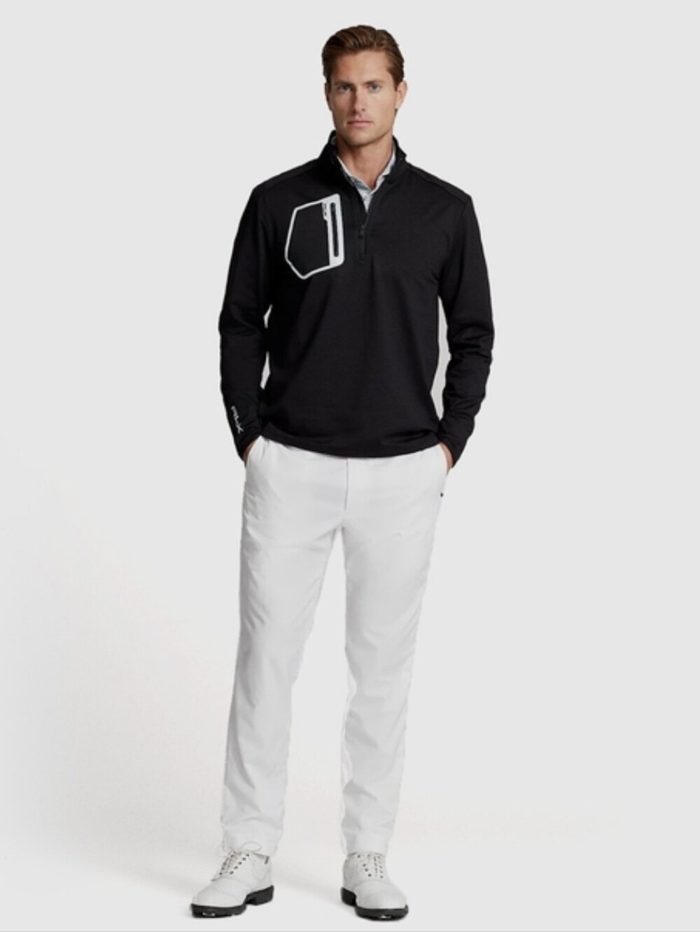 Ralph Lauren FIRE! NWT! Performance Jersey Quarter-Zip Pullover in Black. Sz XXL